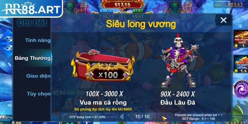 Vật phẩm và tỷ lệ thưởng