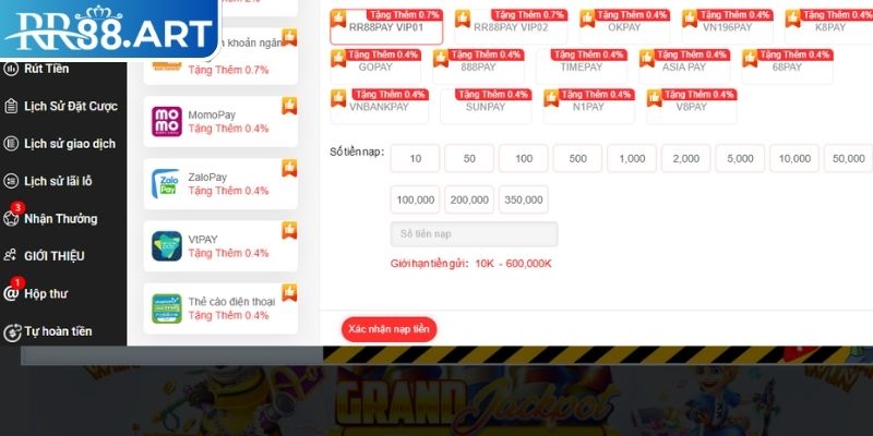 Bật mí từng bước nạp tiền RR88
